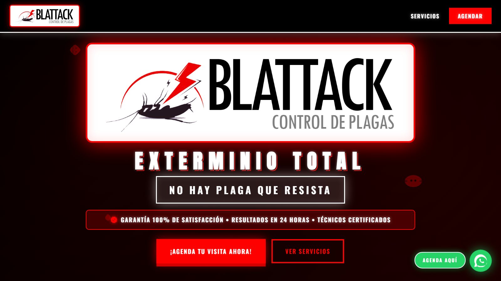 Blattack - CRM de control de plagas y landing page desarrollados por Nebel Software