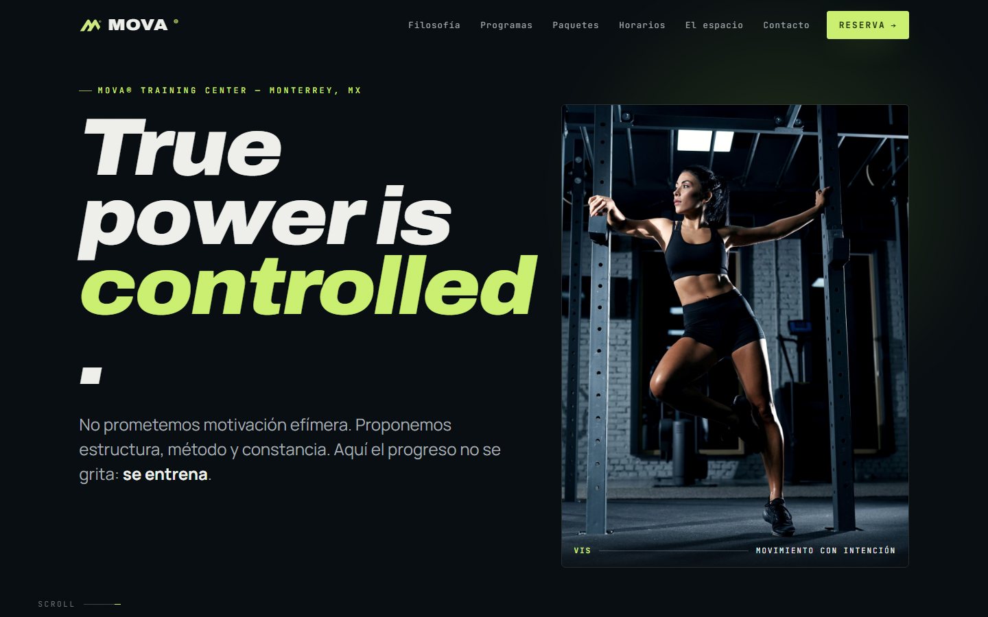 MOVA Training Center - Landing page de marca desarrollada por Nebel Software